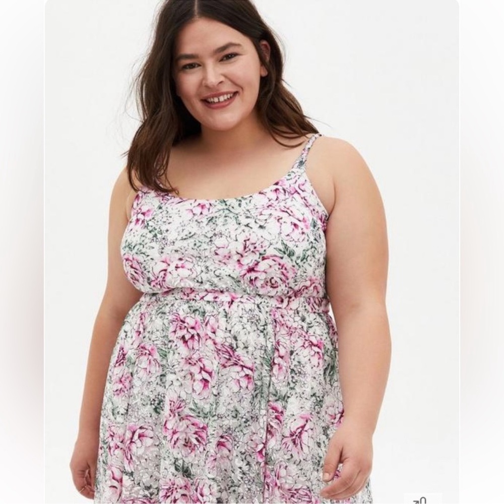 Torrid Pink Grey White Floral Lace Chic Midi Dress Size Large L Cottagecore